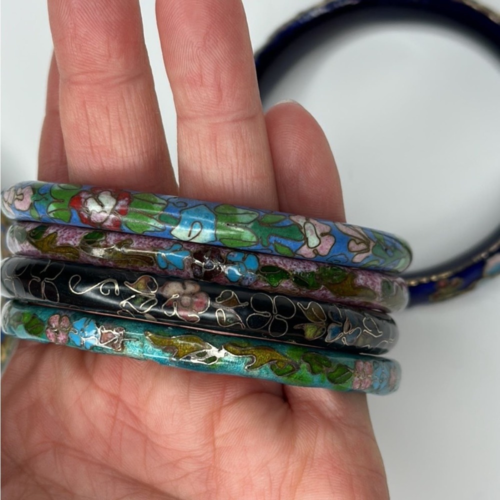 Cloisonne bangle bracelets - Picture 2 of 7